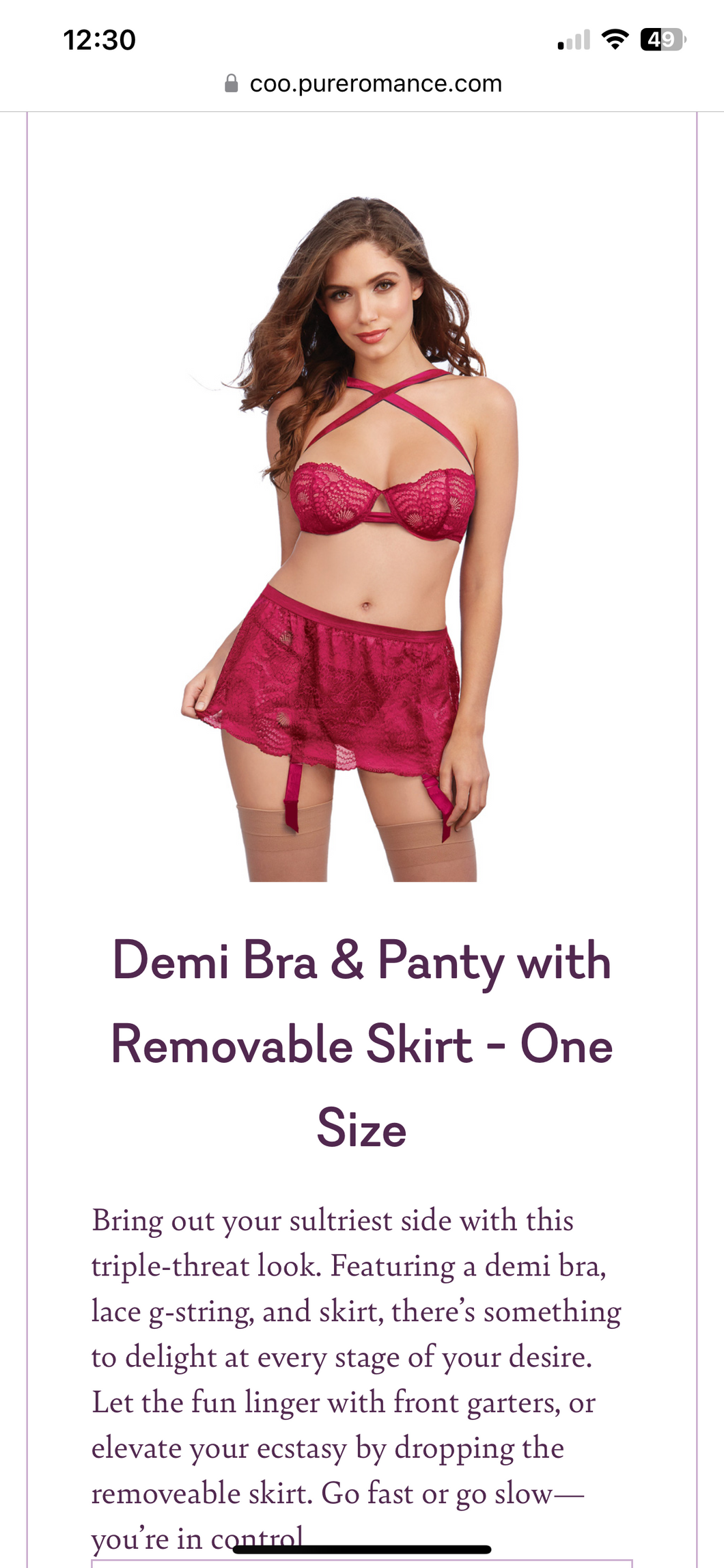 Demi Bra & Panty with Skirt set