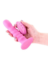Load image into Gallery viewer, Colours Ribbed Rechargeable Silicone Vibrating Dildo with Remote Control

