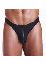 Load image into Gallery viewer, Fundies Unzip It Thong with Black Zorro Mask
