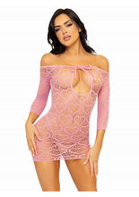 Load image into Gallery viewer, Heart Net Mini Dress with Keyhole Tie Front
