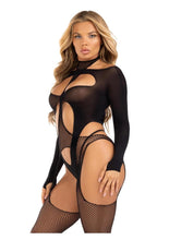 Load image into Gallery viewer, Spicy Suspender Bodystocking and Layered Opaque Cut-Out Teddy
