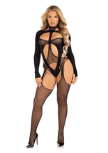Load image into Gallery viewer, Spicy Suspender Bodystocking and Layered Opaque Cut-Out Teddy
